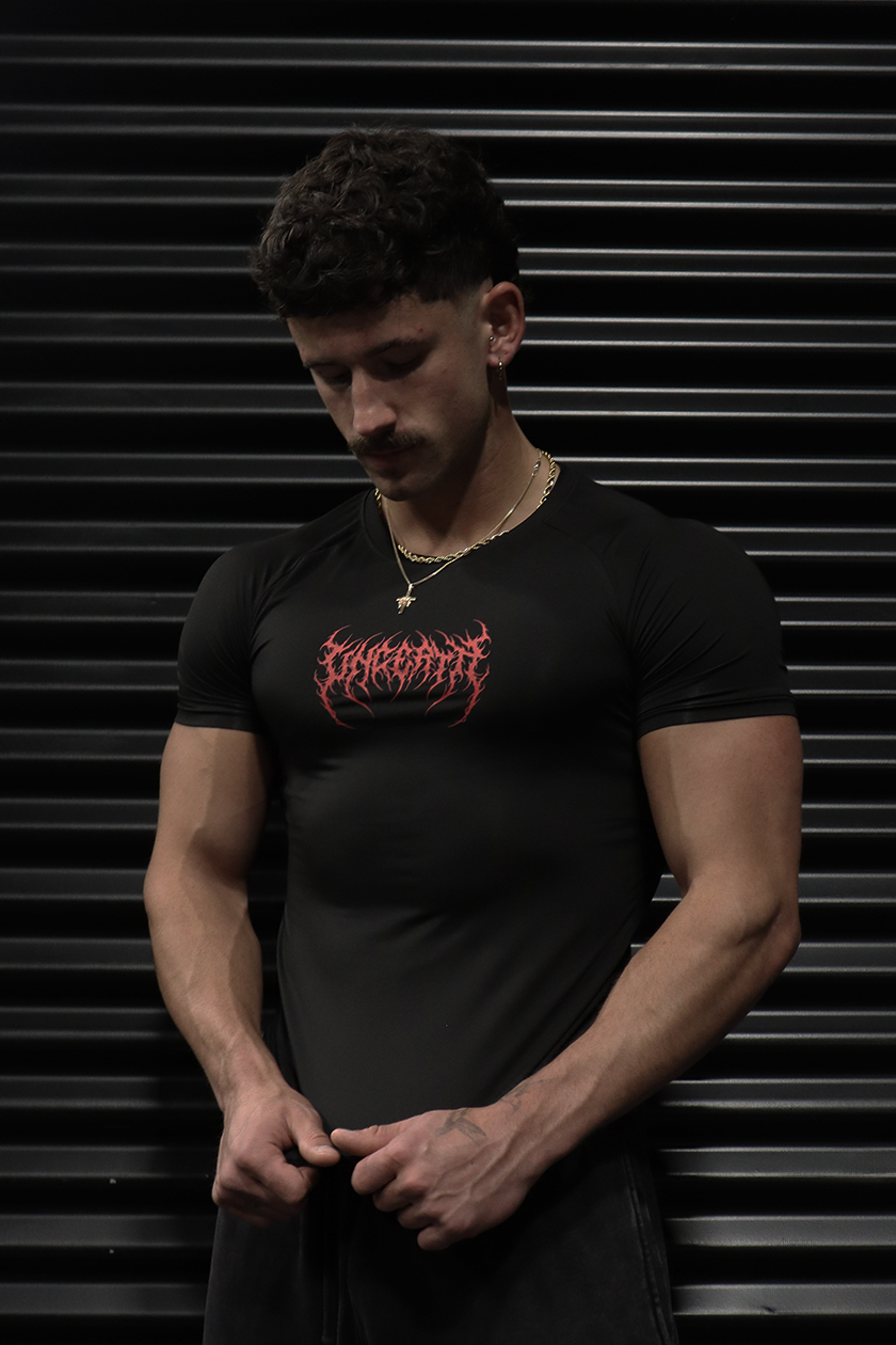 UC036 Celestial Compression Tee - Black/Red