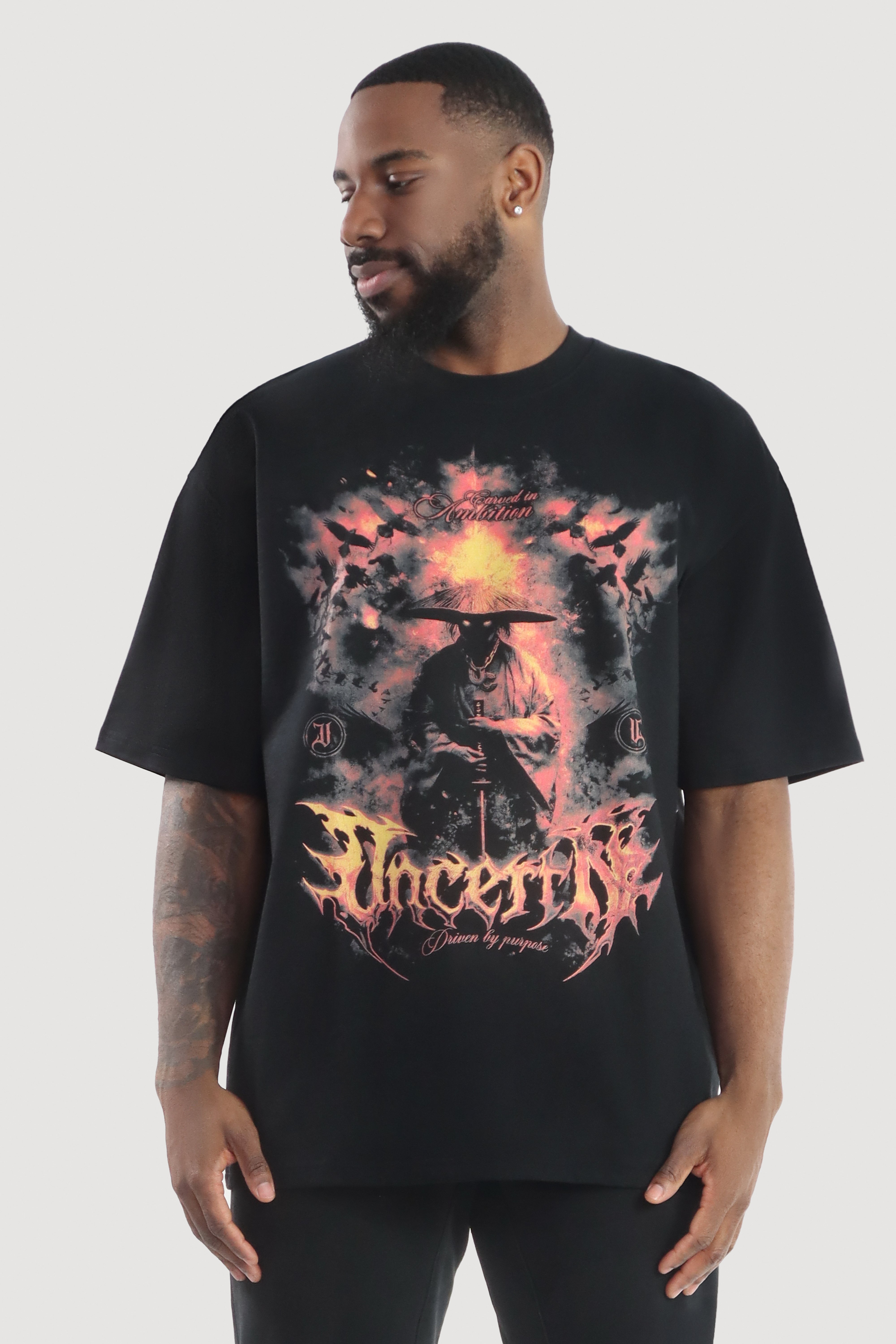 UC052 Volcano Oversized Tee - Black