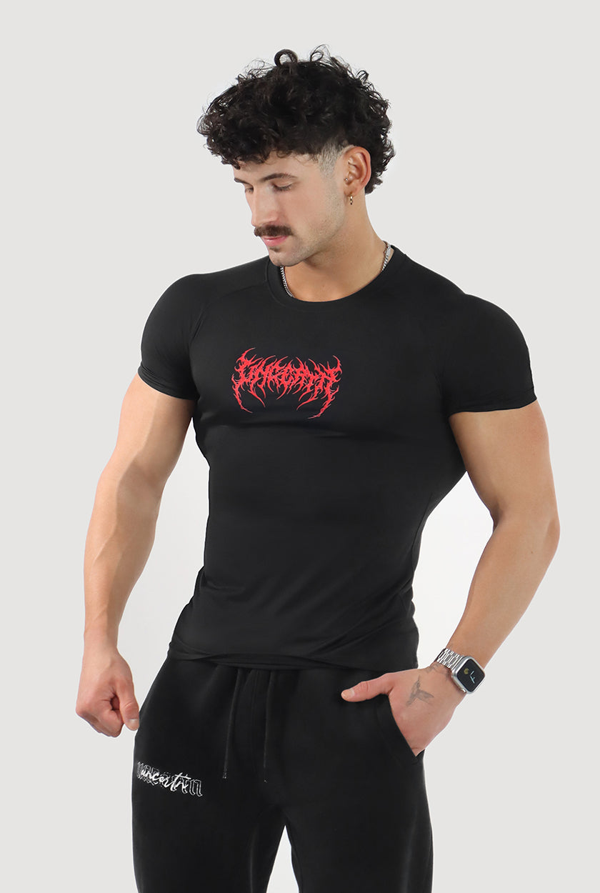 UC036 Celestial Compression Tee - Black/Red