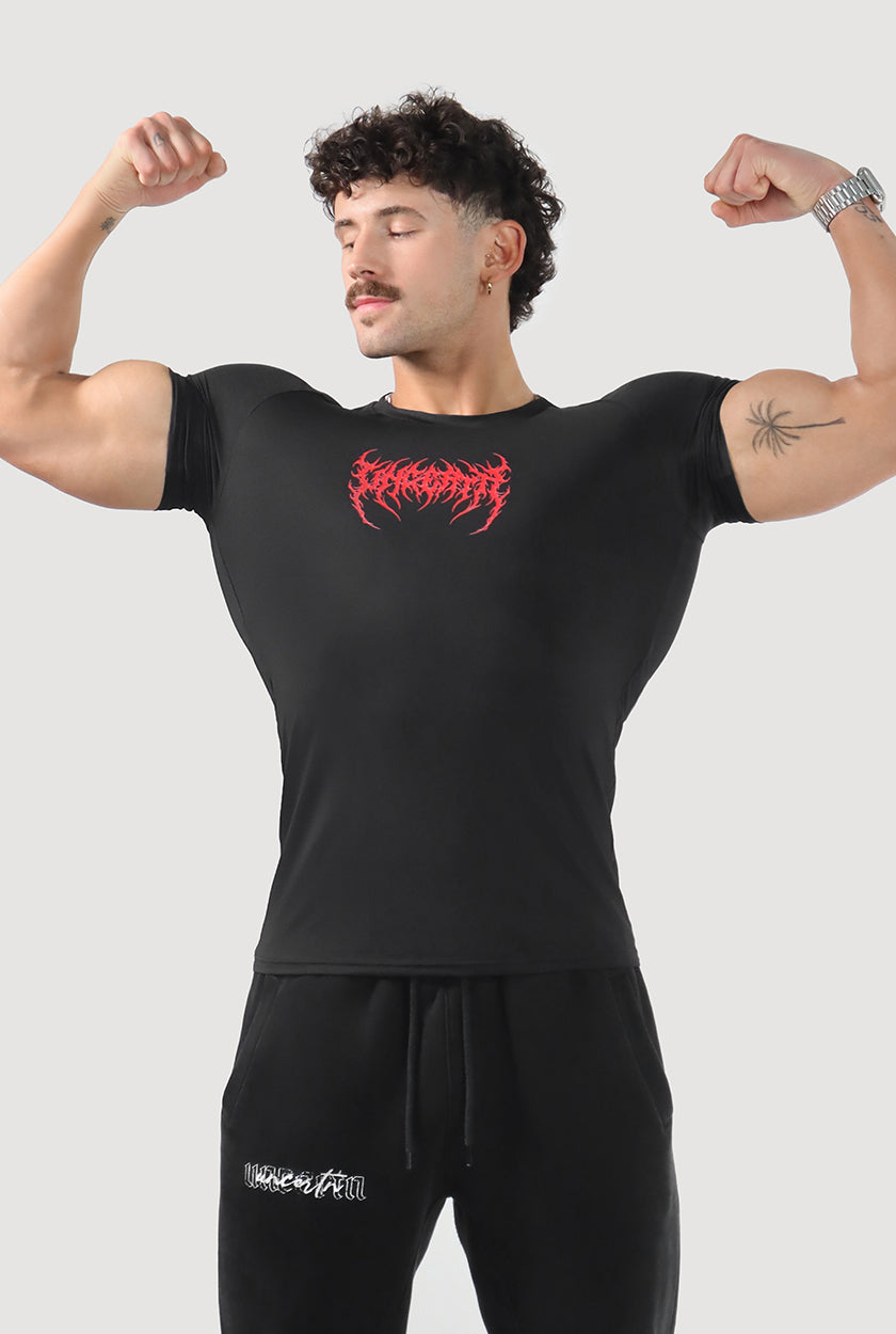 UC036 Celestial Compression Tee - Black/Red