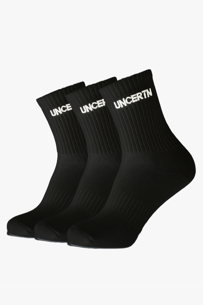 UC032 Everyday Crew Socks - Black (3 Pack)